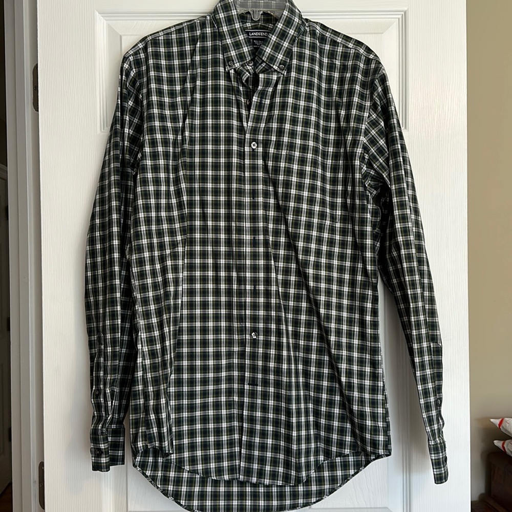 Lands' End Men's No Iron Supima Cotton Size 15.5 x 36T Tailored Fit Dress Shirt